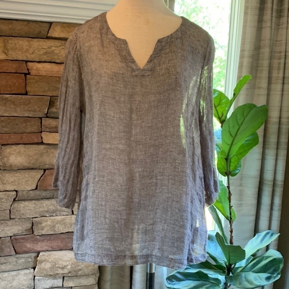 J. Jill Tops - Pure Jill linen top. Split neck M tall.